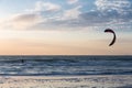 Kitesurfing in the evening along the Dutch coast Royalty Free Stock Photo