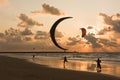 Kitesurfing in the evening at a Dutch beach