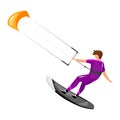 Kitesurfing flat vector illustration Royalty Free Stock Photo