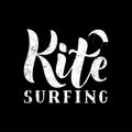 Kitesurfing hand written textured lettering logo.