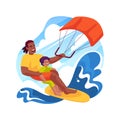 Kitesurfing isolated cartoon vector illustration. Royalty Free Stock Photo