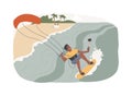 Kitesurfing isolated concept vector illustration. Royalty Free Stock Photo