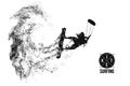 Kitesurfing and kiteboarding. Silhouette of a kitesurfer. Woman in a jump performs a trick. Big air competition