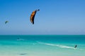 Kitesurfing in the lagoon Royalty Free Stock Photo