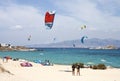 Kitesurfing in Naxos island Royalty Free Stock Photo