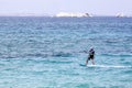 Kitesurfing in Naxos island Royalty Free Stock Photo