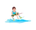 Kitesurfing Sport and Sure Boy Vector Illustration