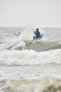 Kitesurfing in spray. Royalty Free Stock Photo