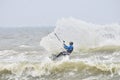 Kitesurfing in spray. Royalty Free Stock Photo