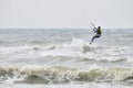 Kitesurfing in spray. Royalty Free Stock Photo