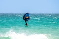 Kitesurfing on Valdevaqueros beach, Gibraltar Strait in Tarifa, Spain