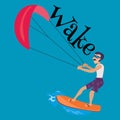 Kitesurfing water extreme sports Royalty Free Stock Photo