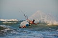 Kitesurfing the waves in Brazil Royalty Free Stock Photo