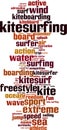 Kitesurfing word cloud Royalty Free Stock Photo
