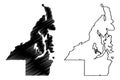 Kitsap County, State of Washington U.S. county, United States of America, USA, U.S., US map vector illustration, scribble sketch