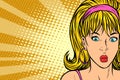 Kitsch woman surprised girl blonde Royalty Free Stock Photo