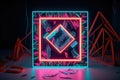 kitschy neon frame mockup with kitsch geometric patterns