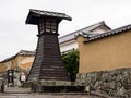Wooden tower lantern in historic castle town of Kitsuki, Oita prefecture