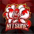 Kitsune female nine tails esport logo design.