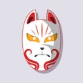 Kitsune  fox , dog mask vector illustration. Japanese festival design element. Traditional asian culture symbol in cartoon style Royalty Free Stock Photo