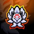 Kitsune fox nine tails mascot esport logo design Royalty Free Stock Photo