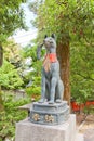 Kitsune fox statue in Fushimi Inari Shrine of Kyoto, Japan