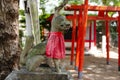 Kitsune fox statue in Japanese shrine