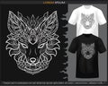 kitsune head mandala arts isolated on black and white t shirt