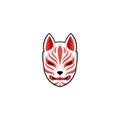 Kitsune mask illustration, Japanese traditional mask, kitsune, kabuki, bunny, fox, logo icon vector illustration Royalty Free Stock Photo