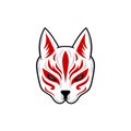 Kitsune mask illustration, Japanese traditional mask, kitsune, kabuki, bunny, fox, logo icon vector illustration Royalty Free Stock Photo