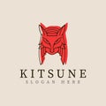 kitsune mask line art logo vector illustration template design Royalty Free Stock Photo