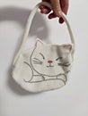 Kitten bag on white background - embroidered handbag for little girls