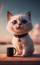 Kitten and Coffee: A Perfect Morning. Generative Ai. Royalty Free Stock Photo