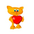 Vector.Valentine`s day, cat congratulating kitty, birthday card, isolated on white background