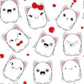 Kitten doodle monster pattern_seamless Royalty Free Stock Photo