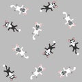 Kitten grey seamless pattern