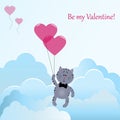 Kitten with heart balloons Royalty Free Stock Photo