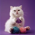 Kitten holding ball of wool Royalty Free Stock Photo