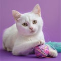 Kitten holding ball of wool Royalty Free Stock Photo