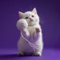 Kitten holding ball of wool Royalty Free Stock Photo