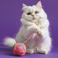 Kitten holding ball of wool Royalty Free Stock Photo