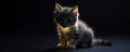Kitten illuminated by soft white glow on black background, fluffy, whitenoise, softglow Royalty Free Stock Photo