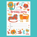 KITTEN INVITES Birthday Cute Flat Style Text Banner Sketch