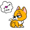 Kitten little sadness love cartoon illustration