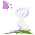 Kitten looking to butterfly. Illustration for internet and mobile website Royalty Free Stock Photo