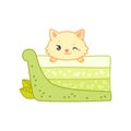 Cute cat and an oriental matcha green tea dessert Royalty Free Stock Photo
