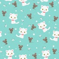 Kitten and mouse seamless pattern