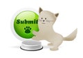 Kitten pressing submit button Royalty Free Stock Photo
