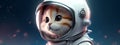 Kitten in spacesuit in the space, AI generative