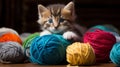 Kitten Tangled In Yarn Ball